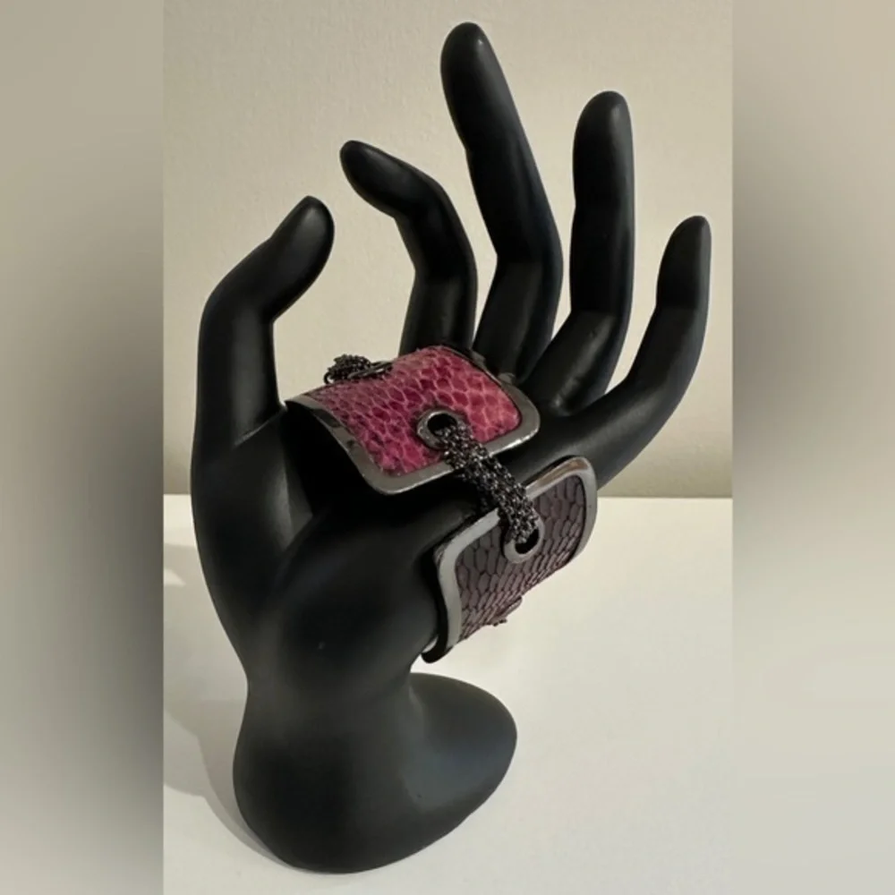 New Nine West Python-Print Chain Bracelet - Wine and Lilac Hues